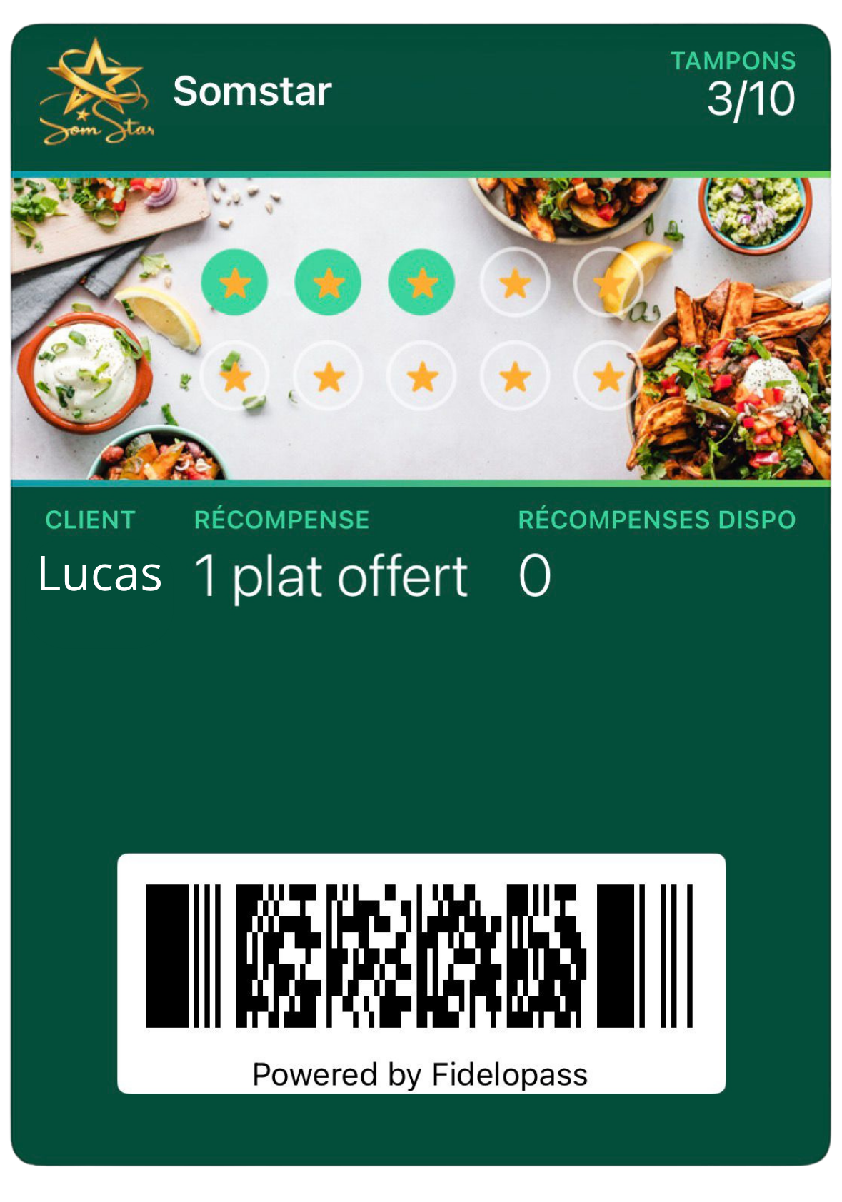 Carte fidélité Somstar dans Apple Wallet